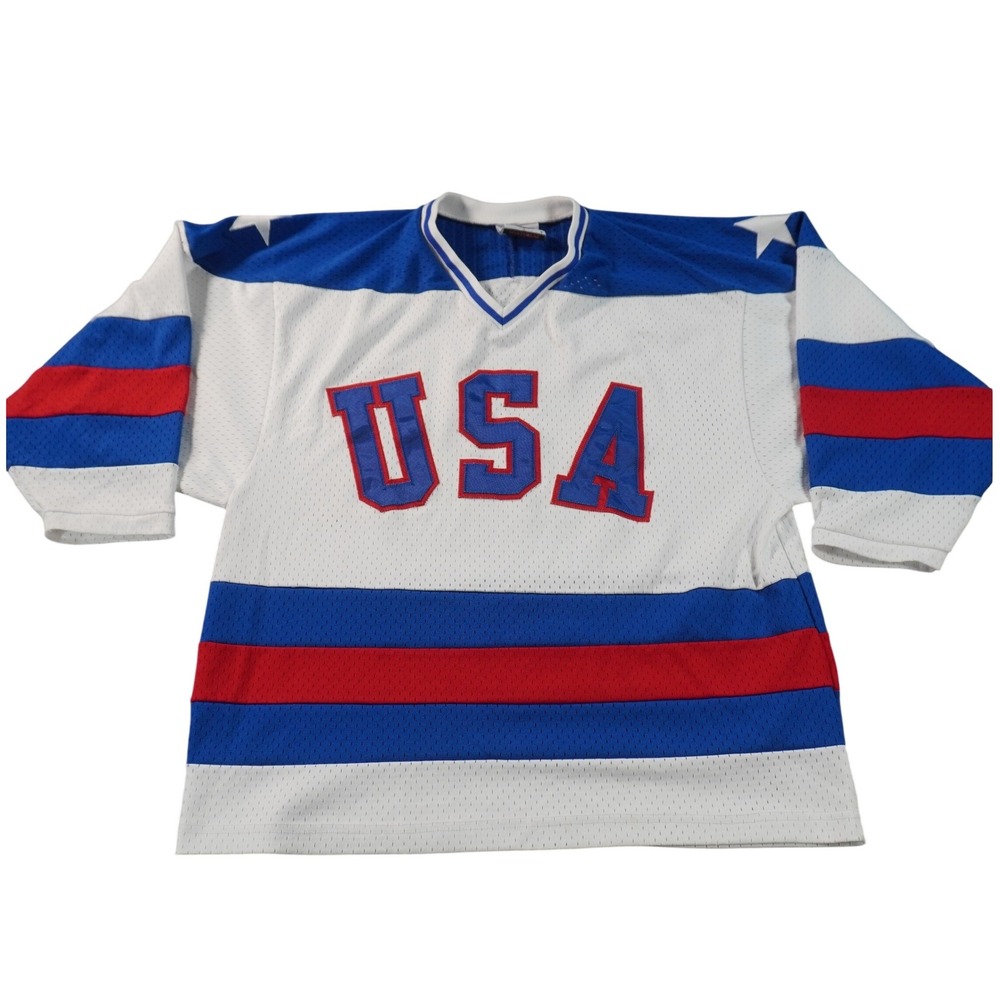 Vintage K1 Sports Team USA Stitched Olympic Hockey Jersey Mens Small White 80s